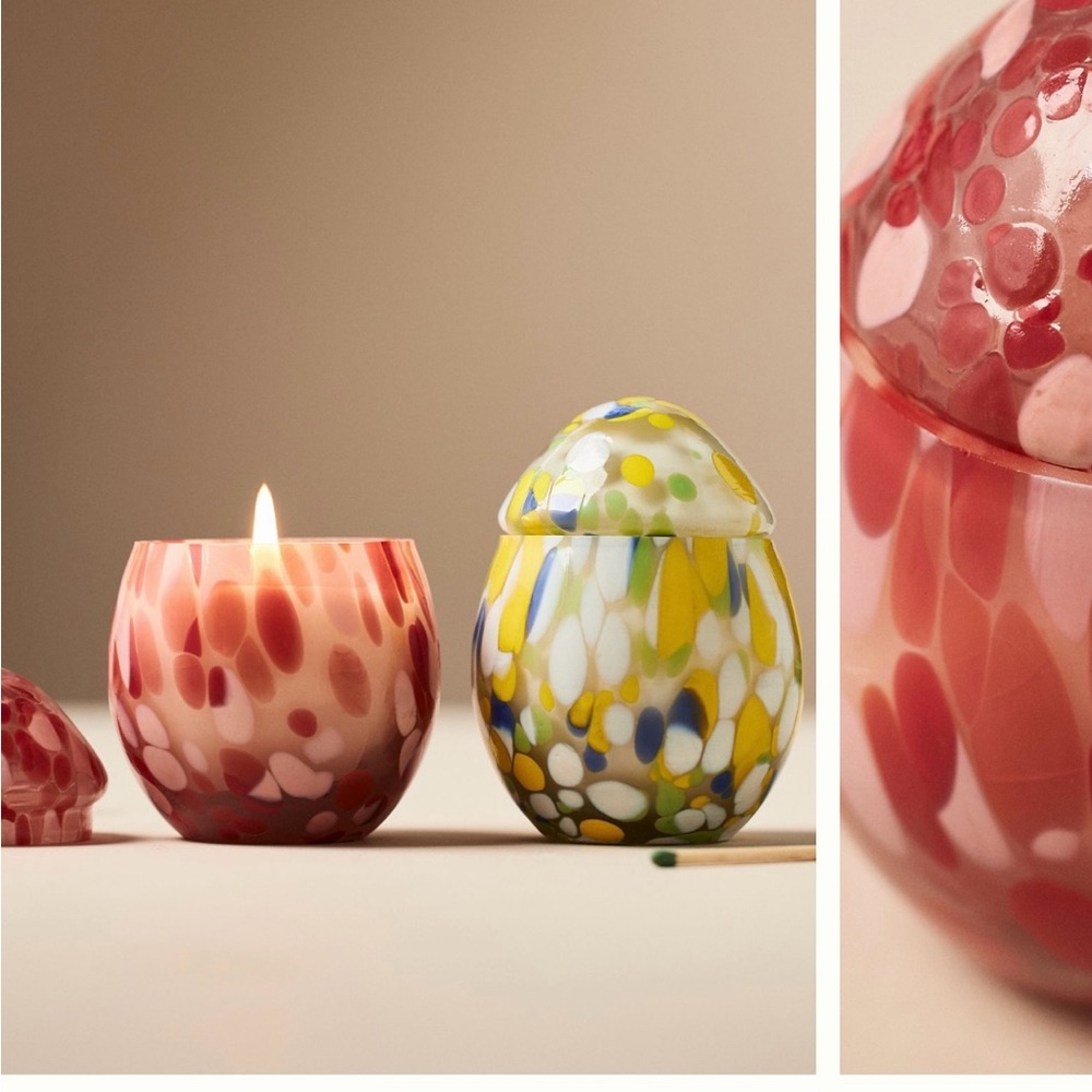 Anthropologie NIB Mini Cheena Egg Floral Pink Peony & Neroli Glass Candle - Picture 2 of 16